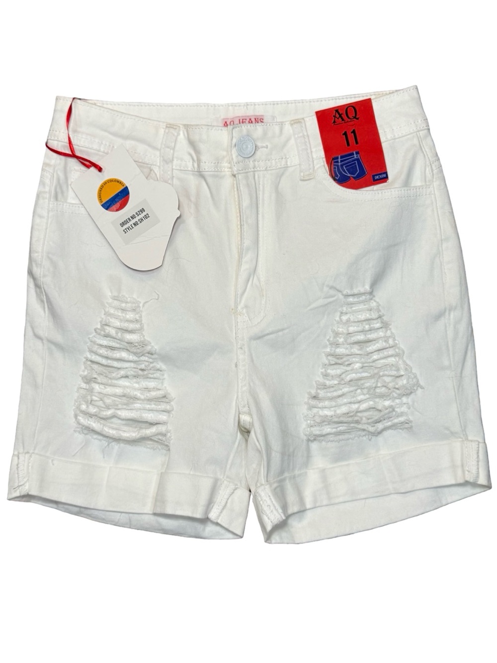 ▫️◻️ White Distressed Women’s Denim Shorts - Colombian-‎ Butt enhancing ◻️▫️